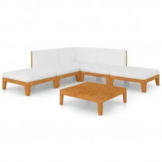 VIDAXL 3058102 juego moderno de sofás con una mesa de 7 piezas con cojines en color blanco crema - 1