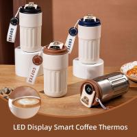 Taza de café con pantalla de temperatura, termo inteligente para café con pantalla LED de 450 ml, termo de viaje portátil de 15 oz con tapa a prueba de fugas, mantiene caliente o frío - details 1