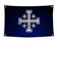 Bandera De La Cruz De Jerusalén 1pc Poliéster Para Exteriores Decoración De Habitaciones Estilo Aesthetic Con Cuatro Agujeros - details 10