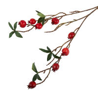 Rama De Pimienta Con Hojas Y 9 Cabezas De Pomegranato Falsas Rojas Y Naranja Para Decoración De Jardín Y Hogar Material De Seda - details 14