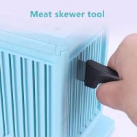 Herramienta para brocetas de Carne, Parrilla para hacer kebabs, Caja de plástico para transportar Carne, color Azul - details 1