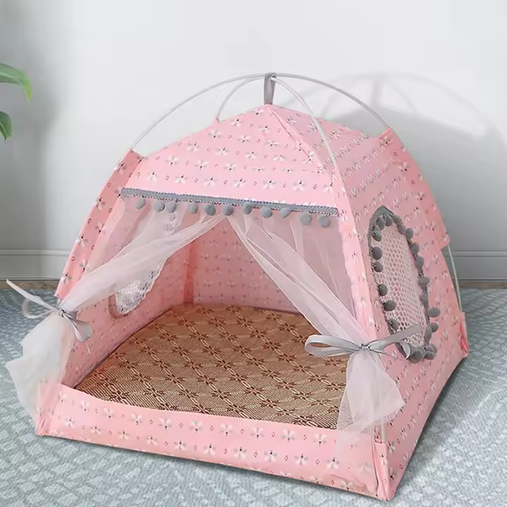 Casa De Gato Plegable Tent Para Perro Cama De Gato Para Gatitos Caja De Algodón Dulce Princesa Kennel Para Mascotas Hogar - 1
