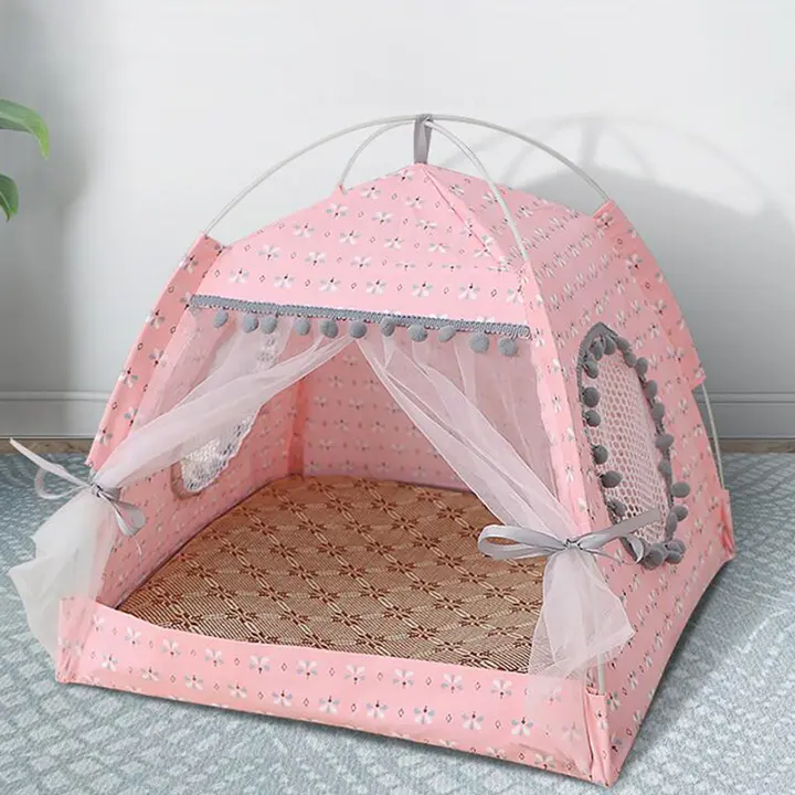 Casa De Gato Plegable Tent Para Perro Cama De Gato Para Gatitos Caja De Algodón Dulce Princesa Kennel Para Mascotas Hogar - 1