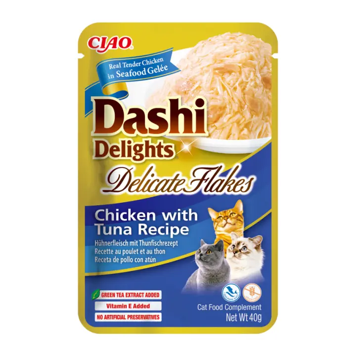 Inaba Churu Dashi Delights Delicate Flakes Pollo y Atún (12 unidades x 40 gr) - 1