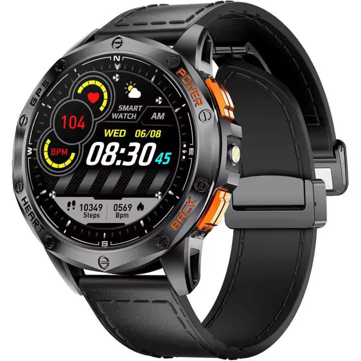 Relojes inteligentes militares resistentes de 48 mm para hombre, GPS, barómetro, altímetro, brújula, pantalla Amoled de 1.4 pulgadas, linterna LED, más de 100 modos deportivos, rastreador de - 1