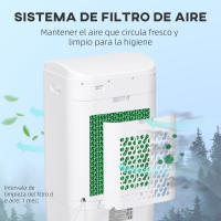 HOMCOM Enfriador de Aire Portátil 3 en 1 Climatizador Evaporativo Oscilante con 3 Velocidades Control Remoto Temporizador 7,5h Pantalla LED Tanque de Agua 15L Efecto 15-20 ㎡ 37x32x78 cm Blanco - details 3