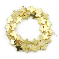 Cuentas De Piedra Natural Rosa Oroso 6/8/10MM Cruz Jesus Hematita Para Hacer Joyas Pulsera Collar DIY Color Oro Rosa - details 5