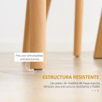 HOMCOM Juego de 4 Sillas de Comedor Estilo Nórdico Sillas de Cocina con Respaldo Alto Asiento de Polipropileno y Patas de Madera de Haya Carga 120 kg 48x52,5x83 cm - details 5