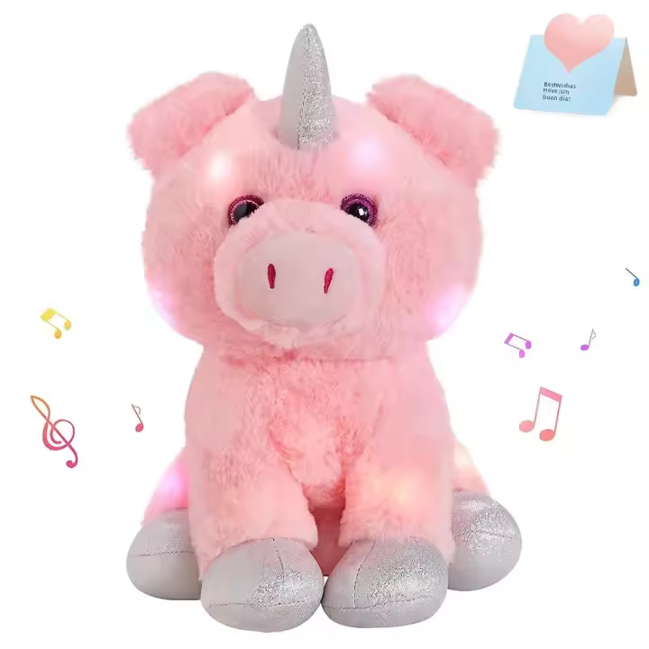 Muñeco De Peluche Rosa De 30cm Con Luz LED Y Musicalizado En Forma De Cerdo Y Unicornio Decoración Para Cumpleaños Regalos De Dibujos Animados Para Niños - 1