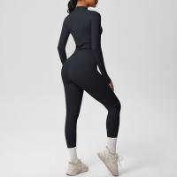 SSITO Traje de Yoga de 2 UDS., Conjunto Deportivo de Gimnasio para Mujer, chándales para correr con Cremallera, ropa Deportiva de entrenamiento, Camisa Deportiva Larga de manga, ropa de Yoga - details 10