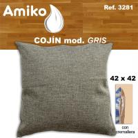 COJIN AMIKO CON CREMALLERA COLOR GRIS 42X42 CMS - details 0
