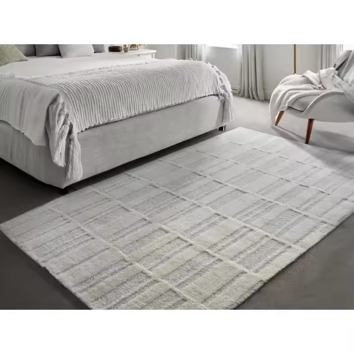 Vente-unique - Alfombra de relieve 100% lana de Nueva Zelanda hecha a mano - 160 x 230 cm - 2000g/m2 - Marfil - DALILA - 1