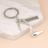 Llavero De Estilista Nuevo Llavero De Cabello Para Salon Llavero De Secador De Pelo Tijeras Peine Regalos Para Mujeres Y Hombres Joyería DIY Material Metálico Estilo Antiguo Plata - details 2