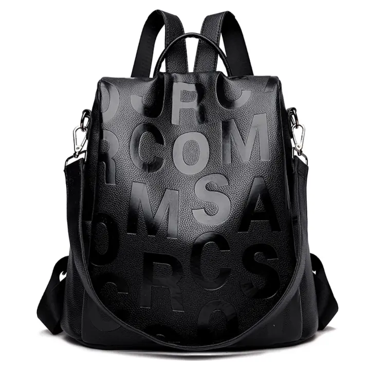 Mochila antirobo con Leteras para Mujer, Bolso de Hombre Femenino Cuero PU de alta calidad, - 1