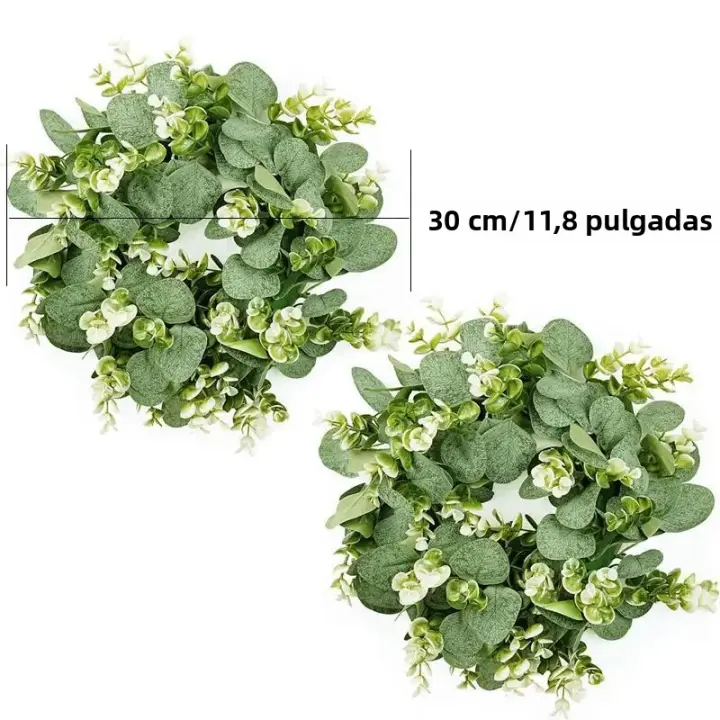 1Pcs Eucalipto Artificial Rama Verde Para Decoración De Hogar Y Bodas Guirnalda De Exterior Para Puerta Pared Y Ventana - 1
