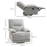 HOMCOM Sillón Reclinable de Salón Sillón Relax Reclinable Manual hasta 150° Tapizado en Tela con Reposapiés Carga 160 kg para Sala de Estar Dormitorio Oficina 89x98x101 cm Gris - details 2