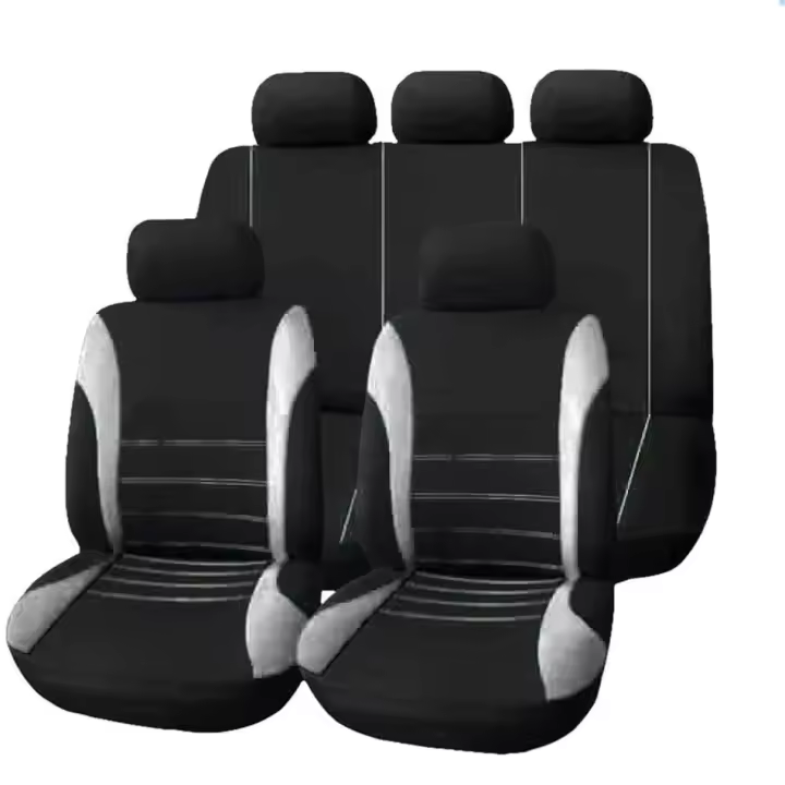 Cubiertas De Asiento De Coche Universal De Tela De Flocado Para Todas Las Estaciones Con Costura De Hilo 5 Piezas Conjunto - 1
