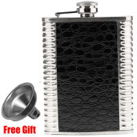 Botella De Aperitivo De Cuero 8 Oz Con Taza Funnel Para Hombre Regalo Personalizado De Vino Aguardiente Alcohol Vodka Liquor - details 1