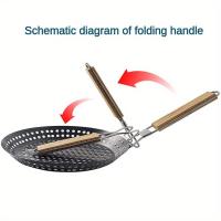 Cesta De Barbacoa Con Perforaciones Y Manija Plegable Para Camping Picnic BBQ Asado Al Aire Libre Y Hornear - details 5