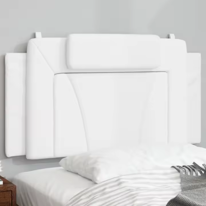vidaXL Cabecero de cama acolchado cuero sintético blanco 100 cm - 1