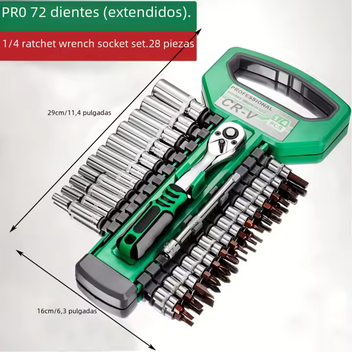 Juego De 28 Piezas De Juego De Llaves De Engranaje Con Mango De Desmontaje Rápido En CR-V Para Reparación De Coches - 1