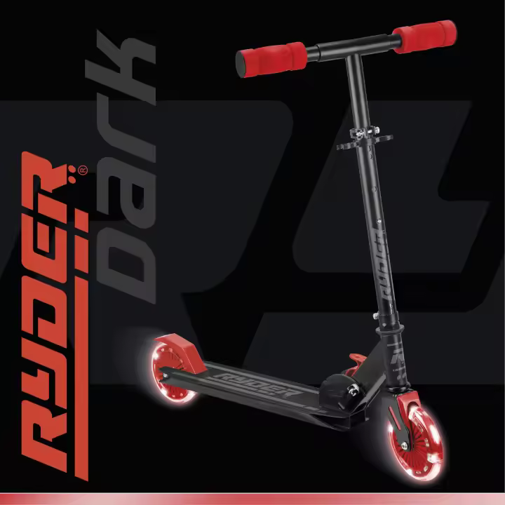 Patinete 2 Ruedas con luz en las ruedas, Ryder Dark Led Light Rojo (3442). Scooter con ruedas en las luces de diseño. Resistente, ligero y muy divertido. Calidad a buen precio. A partir de 3 años - 1