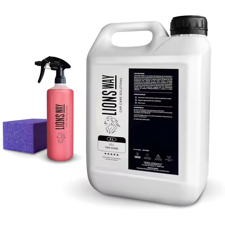 LIONSWAY - TIRESHINE 5L – Tratamiento Neumáticos y Plásticos, Extra Brillo Duradero, Hidratante con Aplicador - 1