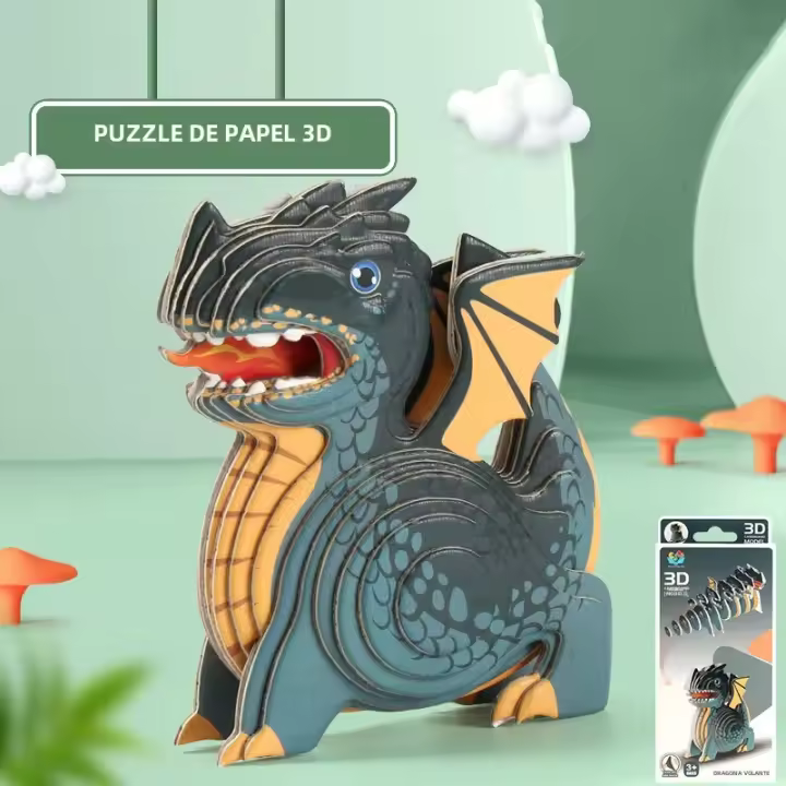 Puzzle 3D De Dinosaurio Para Niños Juguetes Educativos Montessori DIY Artesanía Divertida Modelación Tridimensional Para Niño Y Niña - 1