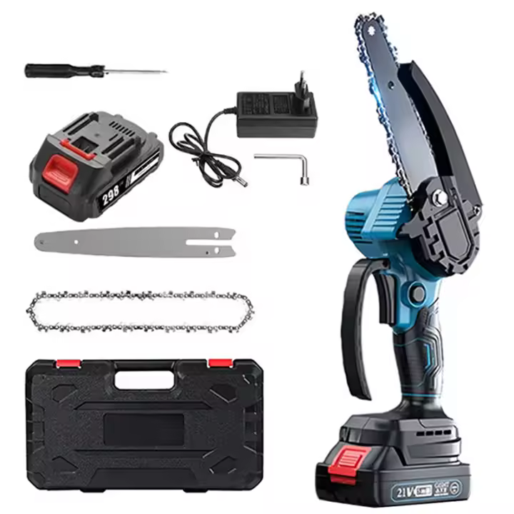 21V 6 Pulgadas Motosierra Sierra Eléctrica Portátil de Mano Árbol De Madera Cortadora Poda Jardín Compatible Bathería Makita - 1