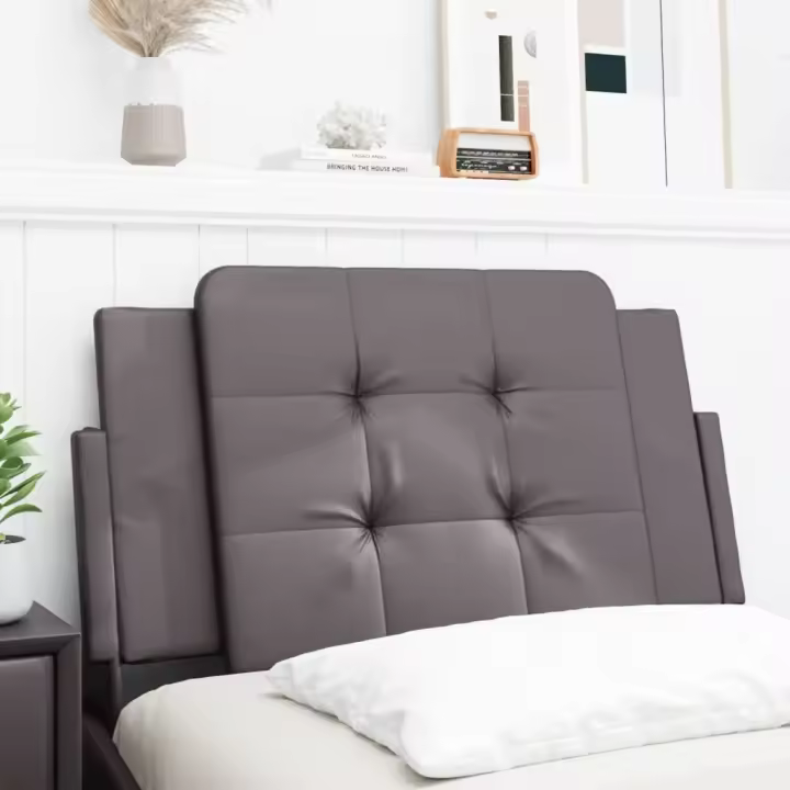 vidaXL Cabecero de cama acolchado cuero sintético gris 90 cm - 1