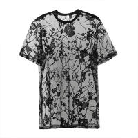 Camiseta De Hombre Para Verano Con Diseño De Encaje Y Rosas Suéter De Punto Corto Estilo Callejero O-Neck Suave Y Transpirable - details 7