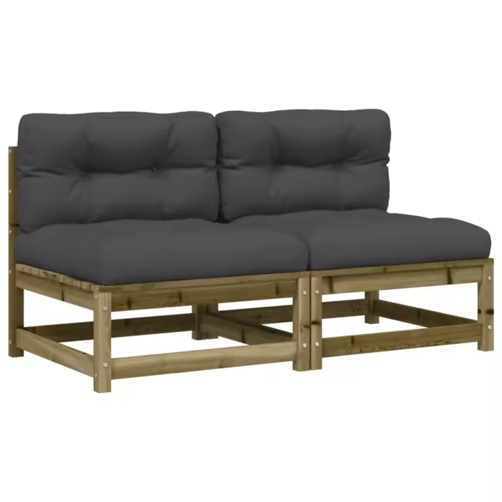 Sofás de Jardín sin reposabrazos con cajones 2 UDS Madera Pine - 1