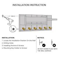 Porta-llaves Decorativo Y Organizador De Correo En Madera Rustica Con 6 Ganchos Para Llaves Soporte De Pared Para Sala De Estar Entrada - details 5