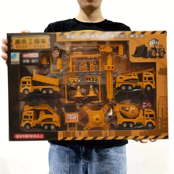 Juguetes De Vehículos De Ingeniería Para Niños Excavadora Camión Grúa Bulldozer Bomberos Y Camiones De Tierra Mini Modelos De Construcción Plásticos Regalos Para Niños - 1