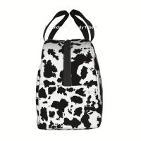 Bolsa De Almuerzo a Prueba De Calor Con Estampado De Vaca Reutilizable Para Camping Picnics Y Salidas a La Playa Diseño Negro Y Blanco Oxford Resistente - details 4