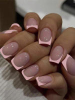 ARTAUG 24pcs Uñas Postizas De Prensa En Blanco De Tamaño Medio Cuadrado 3D Estéreo Con Alta Saturación Conjunto De Uñas Postizas Cubiertas Por Encima Para Mujeres Y Niñas Estilosas - details 8