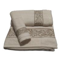 Juego de Toallas Cenefa Baño Beige Claro – 3 Piezas Lujo | 100% Algodón Portugués | 500 g/m² | Certificado OEKO-TEX® |Mercatienda.es - details 0