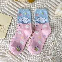 Calcetines Disney Miniso Cinnamoroll Para Mujer Azul De Algodón Peinado Medio Tubo Estilo Lindo Con Perro Dibujos Animados - details 11