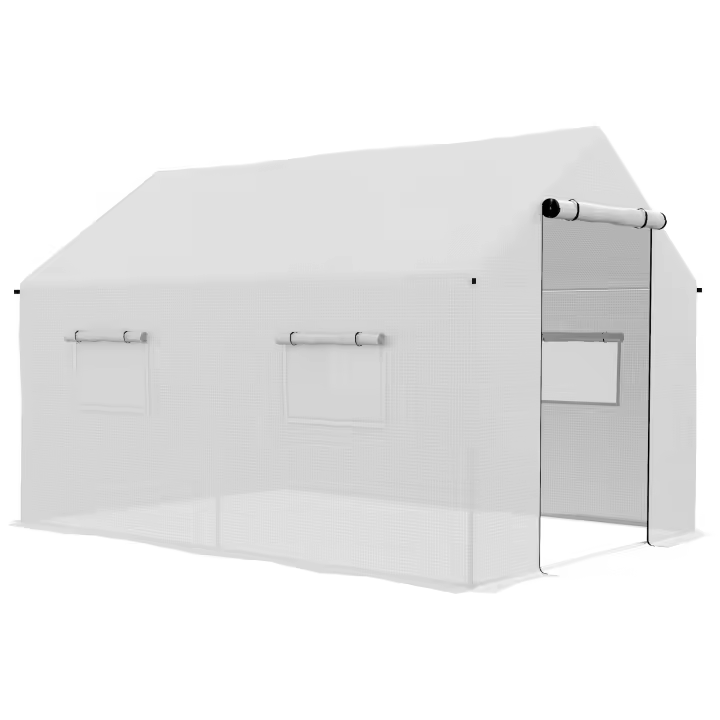 Outsunny Invernadero de Exterior 2x3x2 m Invernadero de Túnel con 4 Ventanas de Malla y Puerta con Cremallera Invernadero de Huerto Anti-UV para Patio Jardín - 1