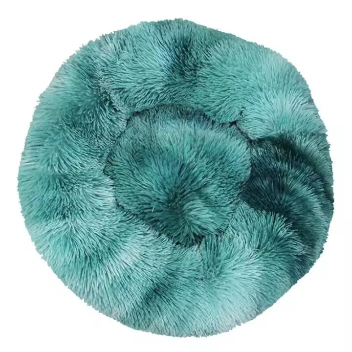 Cama para gatos, cojín suave, lavable para perros y gatos (teñido anudado azul oscuro, 40 cm), Sunny - 1
