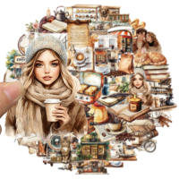 50PCS Pegatinas Creativas De Café Retro Para Teléfono Móvil Maleta Patines Altavocesvasos De Agua PET - details 2