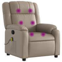 vidaXL Sillón de masaje reclinable cuero sintético Negro, Crema, Gris Sillon Dormitorio Sillon Comodos Silla Relax Sillón Sofá - details 0