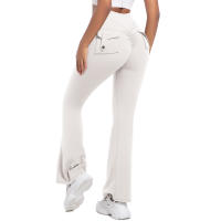 SSITO Mallas de gimnasio de pierna Ancha para Mujer, Mallas de Yoga de Alta elasticidad, sensación desnuda, ropa de trabajo de compresión para Fitness con bolsillos, pantalones de Yoga de pierna - details 3
