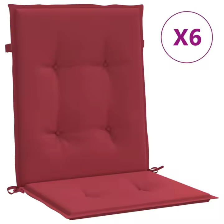 Lona teñida Jardín Silla Jardín respaldo Bajo 6 UDS Oxford Rojo - 1