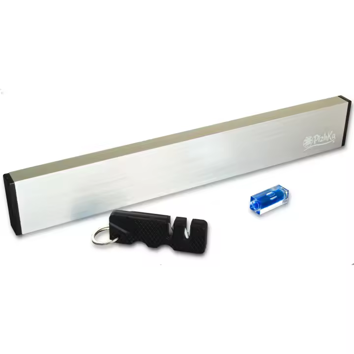 Pizhka - Set Portacuchillos Magnético Pared + Afilador Compacto Cuchillos en Aluminio Anodizado con Imán Extrafuerte - 1