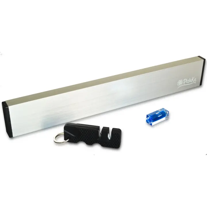 Pizhka - Set Portacuchillos Magnético Pared + Afilador Compacto Cuchillos en Aluminio Anodizado con Imán Extrafuerte - 1