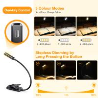 Luz de Lectura Recargable, Lampara Libro de Lectura con 9 LED/3 Modos de Protección de Los Ojos - Atenuación Continua, Batería de Larga Duración, 360° Flexible Luz de Libro con Clip - details 1