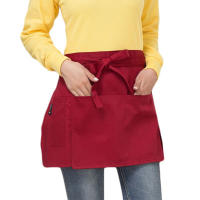 Delantal De Cintura Para Hombres Y Mujeres En Color Sólido Mitad Corta Ajustable Con Bolsillos Y Pluma Para Servidor En Restaurante Y Cocina - details 5