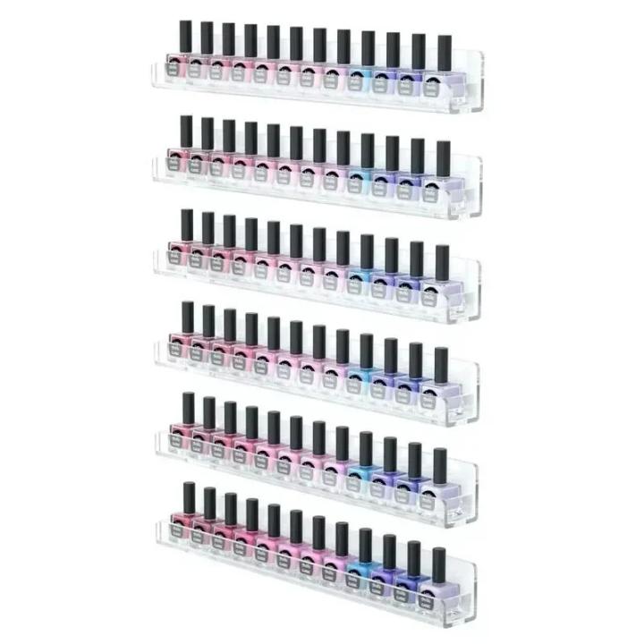 Estante De Acrylic Transparente Para Uñas Y Labiales Organizador De Maquillaje Soporte De Pared Con 2/4/6 Capas De Almacenamiento