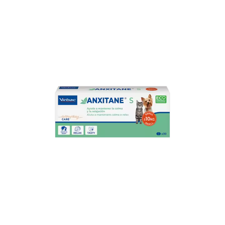 Virbac Anxitane Comprimidos Naturales Para Combatir El Estrés De Perros Y Gatos Talla S Pack 30 Unid - 1